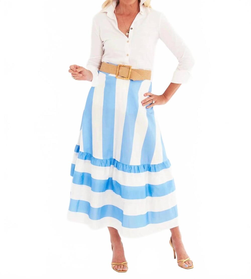 NEW CK BRADLEY trask midi skirt in sky top stripe